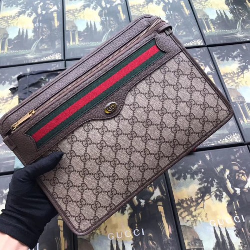 Pochette en toile Gucci GG Supreme 597619 marron