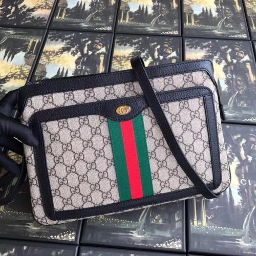 Gucci GG Supreme sac à bandoulière moyen 523354 noir