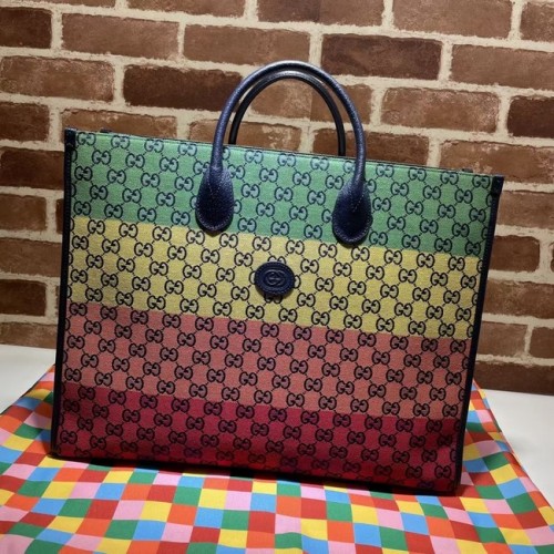 Gucci sac cabas GG 659980 vert&jaune&rouge poudré