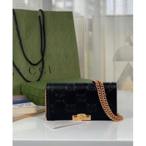 Portefeuille Gucci GG avec chaîne 676155 noir