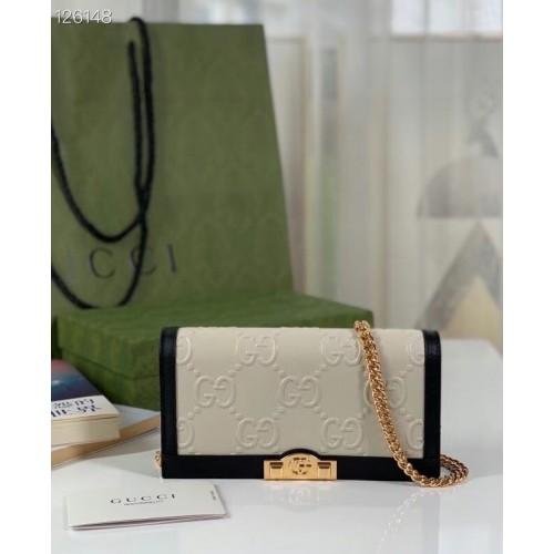 Portefeuille Gucci GG avec chaîne 676155 blanc