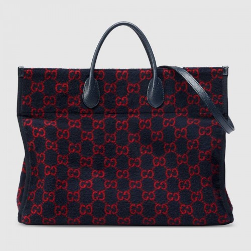 Gucci sac cabas en laine GG 598169 Bleu et rouge