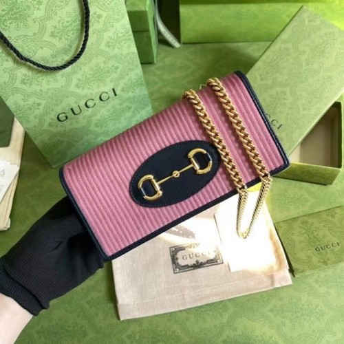 Portefeuille chaîne Gucci Horsebit 1955 621892 rose