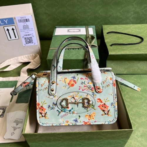 Gucci Horsebit 1955 mini sac à main 645453 bleu clair