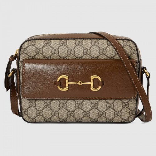 Gucci Horsebit 1955 petit sac à bandoulière en toile GG Supreme 645454 marron