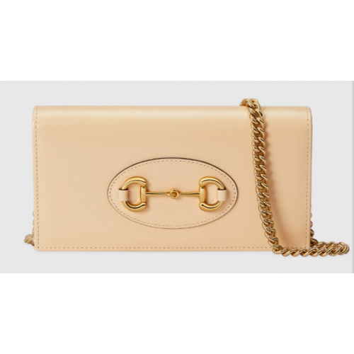 Portefeuille Gucci Horsebit 1955 avec chaîne 621892 Beige