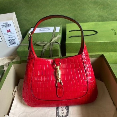Gucci Jackie 1961 petit sac à bandoulière en crocodile 636709 rouge