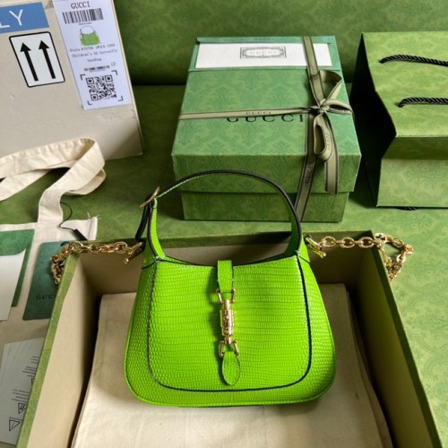 Gucci Mini sac Jackie 1961 en lézard 675799 Vert fluo