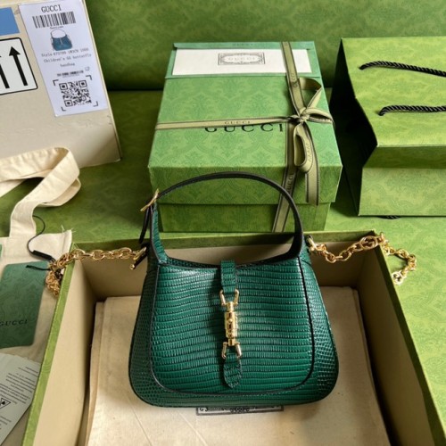 Gucci Jackie 1961 mini sac en lézard 675799 vert