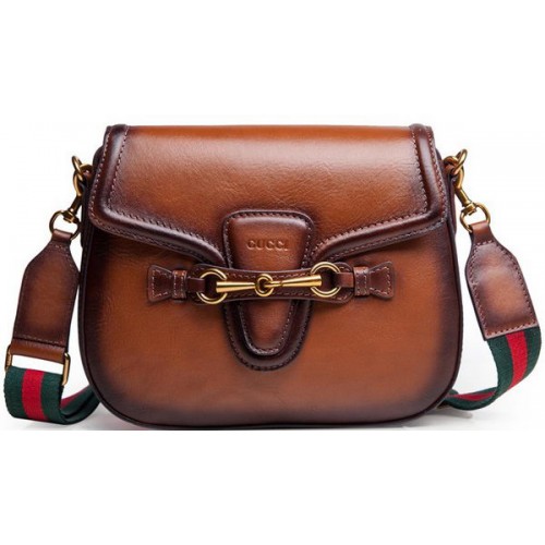 Gucci Lady Web Cuir de veau Sacs à bandoulière 383848 Marron