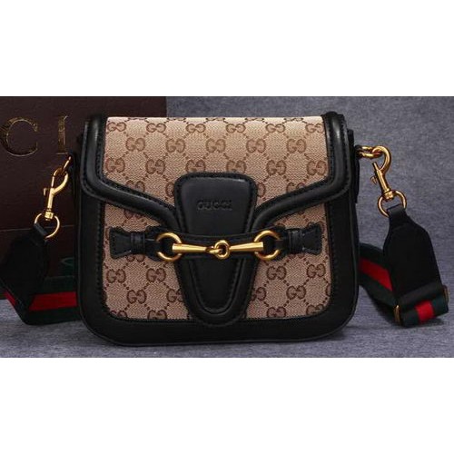 Gucci Lady Web Original GG Sac à bandoulière en toile 383848 Noir