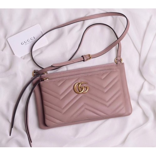 Gucci Petit sac à bandoulière en cuir laminé 453878 rose