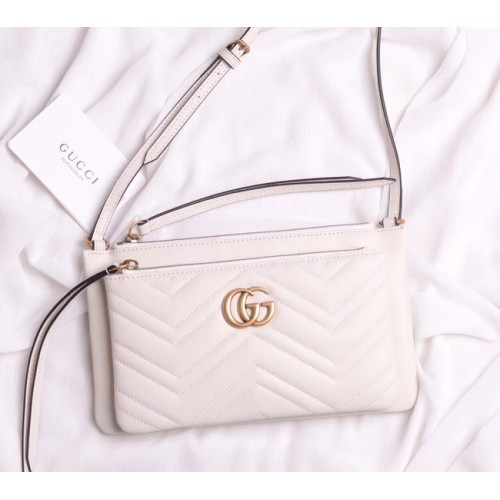 Gucci Petit sac à bandoulière en cuir laminé 453878 blanc