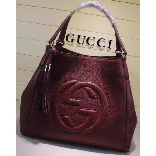 Gucci Moyen Soho Sac à Bandoulière Cuir de Veau 282309 Bordeaux