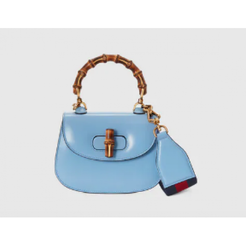 Gucci Mini sac à main avec bambou 686864 Bleu