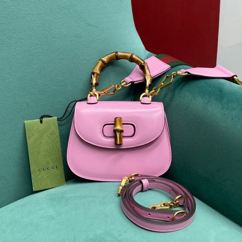Gucci Mini sac à main avec bambou 686864 rose