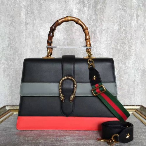 Gucci Now Bamboo Shopper Bag 421999A Noir&Gris&Rouge
