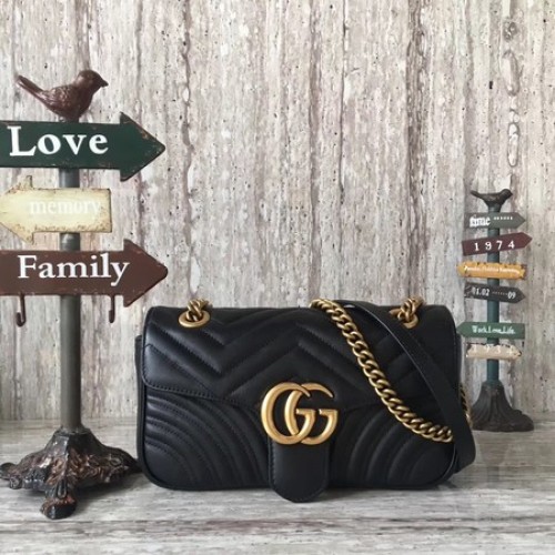 Gucci Now GG Marmont Matelasse Sac à bandoulière 443496 Noir