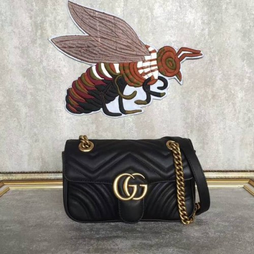 Gucci Now GG Marmont Mini sac à bandoulière 446744 Noir