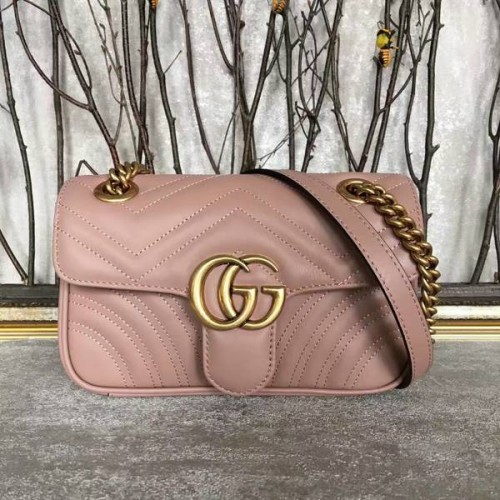 Gucci Now GG Marmont Mini sac à bandoulière 446744 rose clair