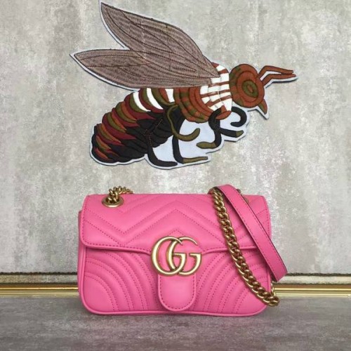 Gucci Now GG Marmont Mini sac à bandoulière 446744 Rose