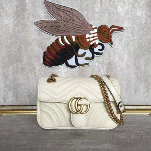 Gucci Now Mini sac à bandoulière GG Marmont 446744 Blanc