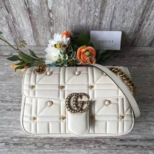 Gucci Now Marmont Mmatelasse Sac à bandoulière 443497 Blanc