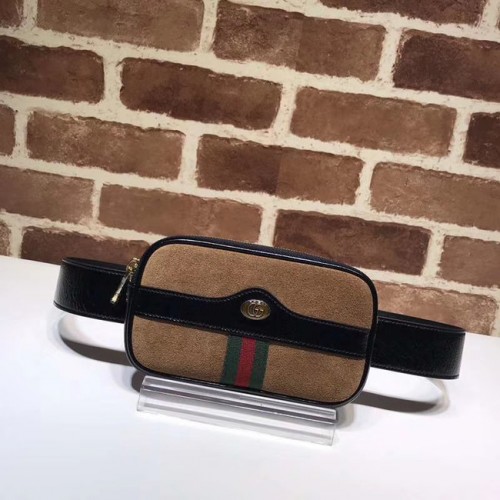 Gucci Sac ceinture en cuir Nubuck 519308 marron&noir