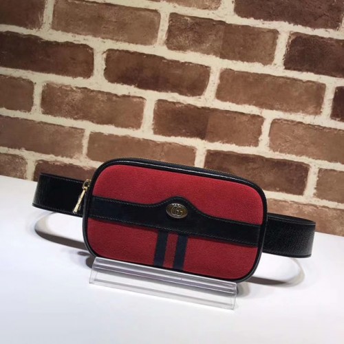 Gucci Sac ceinture en cuir nubuck 519308 rouge et noir