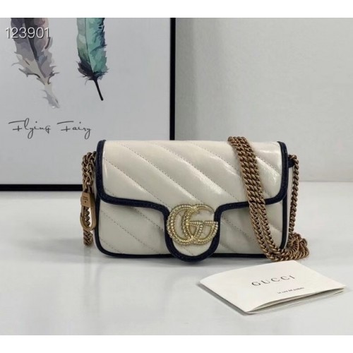 Gucci Online Exclusive Mini sac GG Marmont 574969 Blanc&bleu