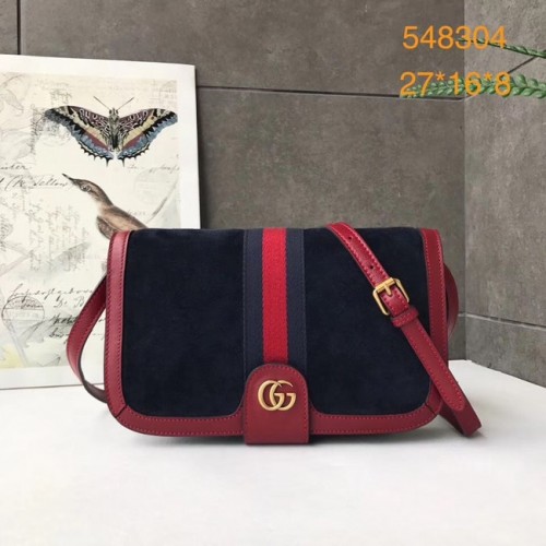 Gucci Ophidia GG Supreme petit sac à bandoulière en daim 548304 Bleu foncé