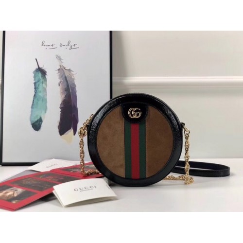 Gucci Ophidia mini sac à bandoulière rond 550618 Daim marron