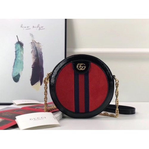 Gucci Ophidia mini sac à bandoulière rond 550618 daim rouge