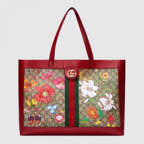 Gucci Ophidia série GG fleur moyen sac à provisions 547947 rouge