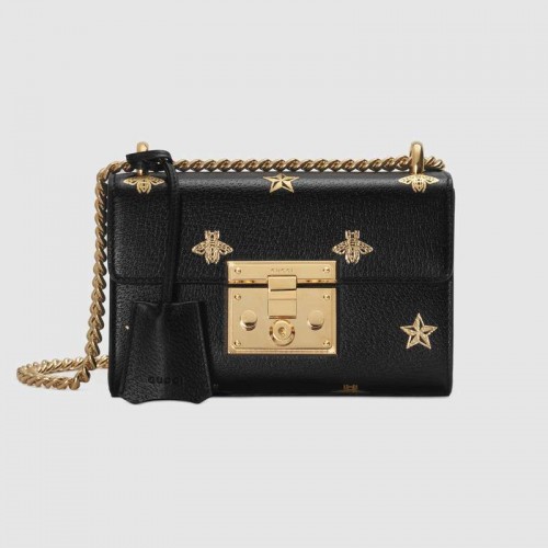 Gucci Padlock Bee Star petit sac à bandoulière 432182 NOIR