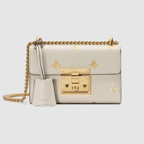 Gucci Padlock Bee Star petit sac à bandoulière 432182 Blanc