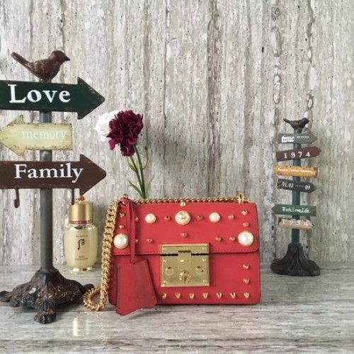 Sac à bandoulière en cuir de veau Gucci Padlock 432182 Rouge