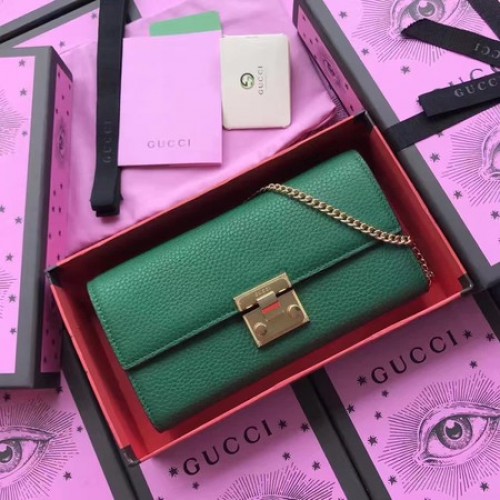 Portefeuille Gucci Cadenas Continental Cuir De Veau 453506 Vert