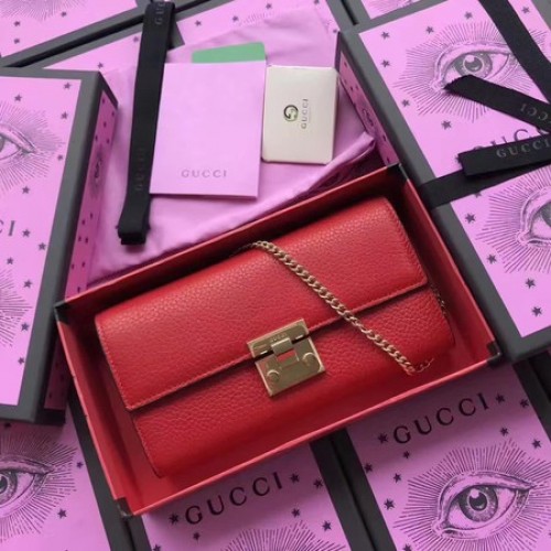 Portefeuille Gucci Cadenas Continental Cuir De Veau 453506 Rouge