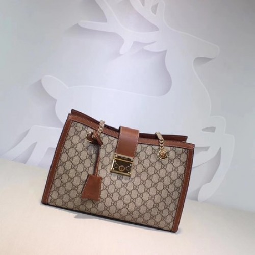 Gucci Padlock GG Supreme Sac à bandoulière en toile 479197 Abricot