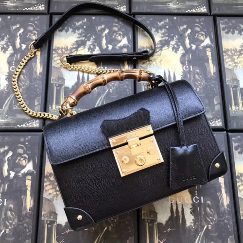 Gucci Padlock GG petit sac à dos à bandoulière en bambou 603221 noir