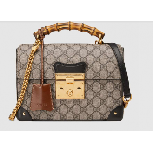 Gucci Padlock GG petit sac à dos à bandoulière en bambou 603221 noir&marron