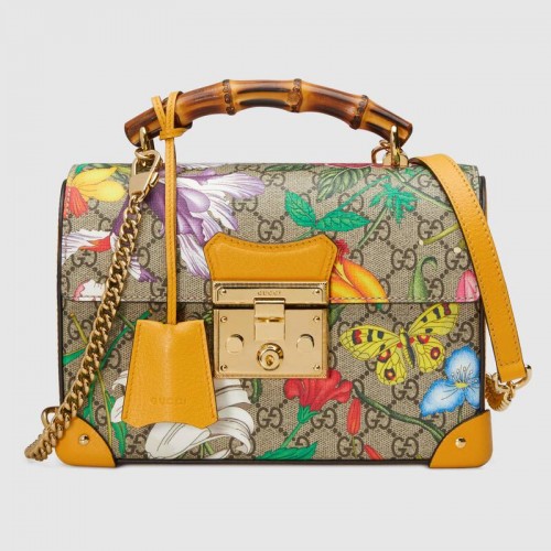 Gucci Padlock GG petit sac à dos à bandoulière en bambou 603221 jaune