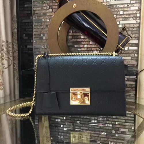 Gucci Padlock Series Gucci Signature Sac à bandoulière 409486 Noir