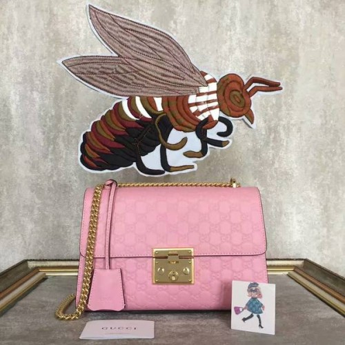 Gucci Padlock Series Gucci Signature Sac à bandoulière 409486 Rose clair