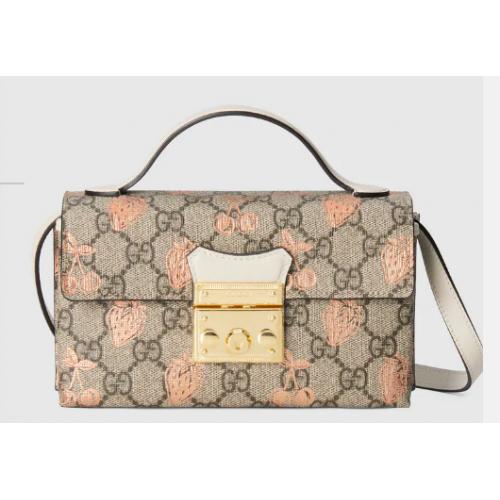 Gucci Mini sac à imprimé baies Padlock 652683 Blanc