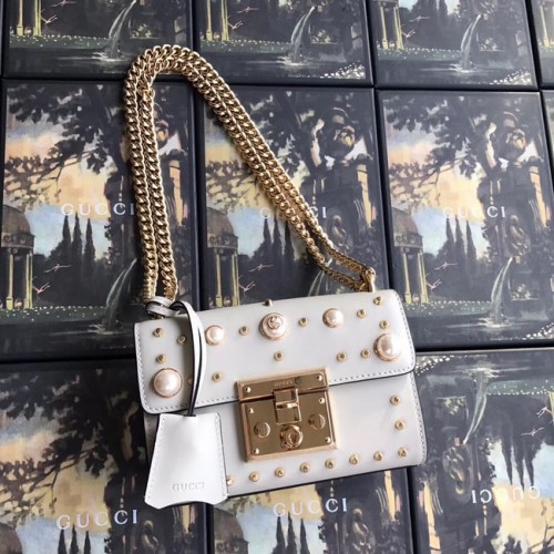 Gucci Padlock petit sac à bandoulière GG Pearl 409487 Blanc