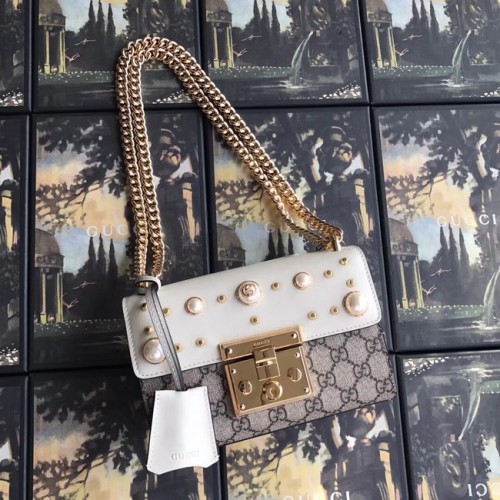 Gucci Padlock petit sac à bandoulière GG Pearl A409487 Blanc