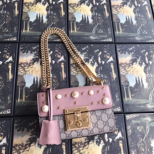 Gucci Padlock petit sac à bandoulière GG Pearl A409487 rose