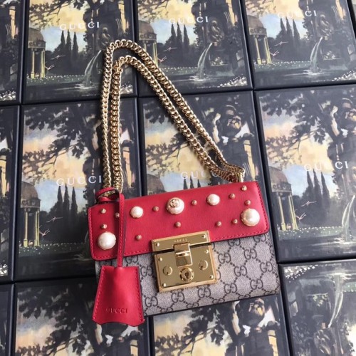 Gucci Padlock petit sac à bandoulière GG Pearl A409487 rouge